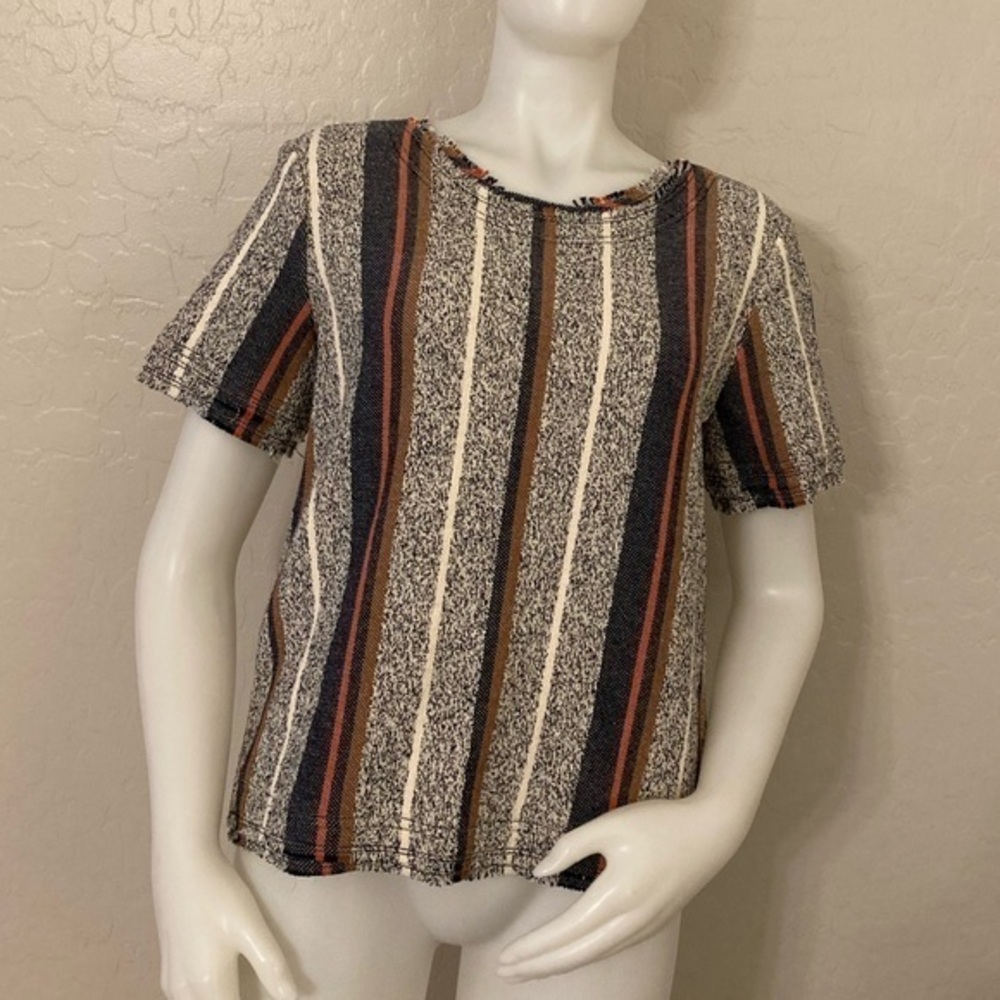 Ann Taylor Stripped Tweed Top Size Medium